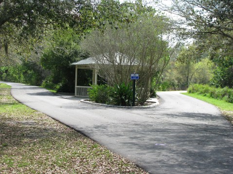Fork in trail and gazebo